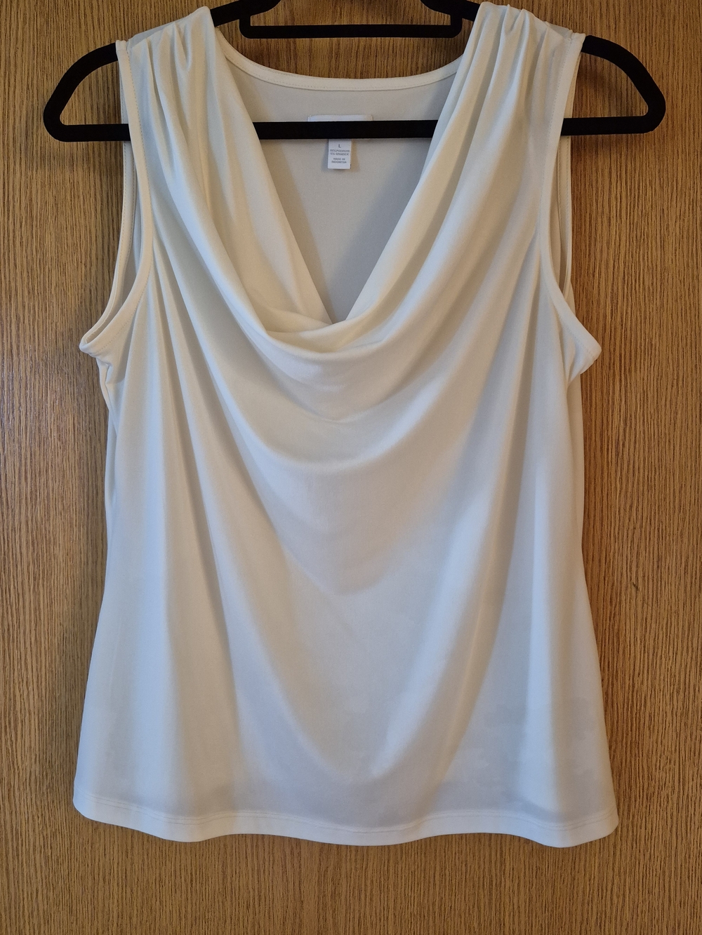 Charter Club Cream Draped Cowl Neck Sleeveless Top